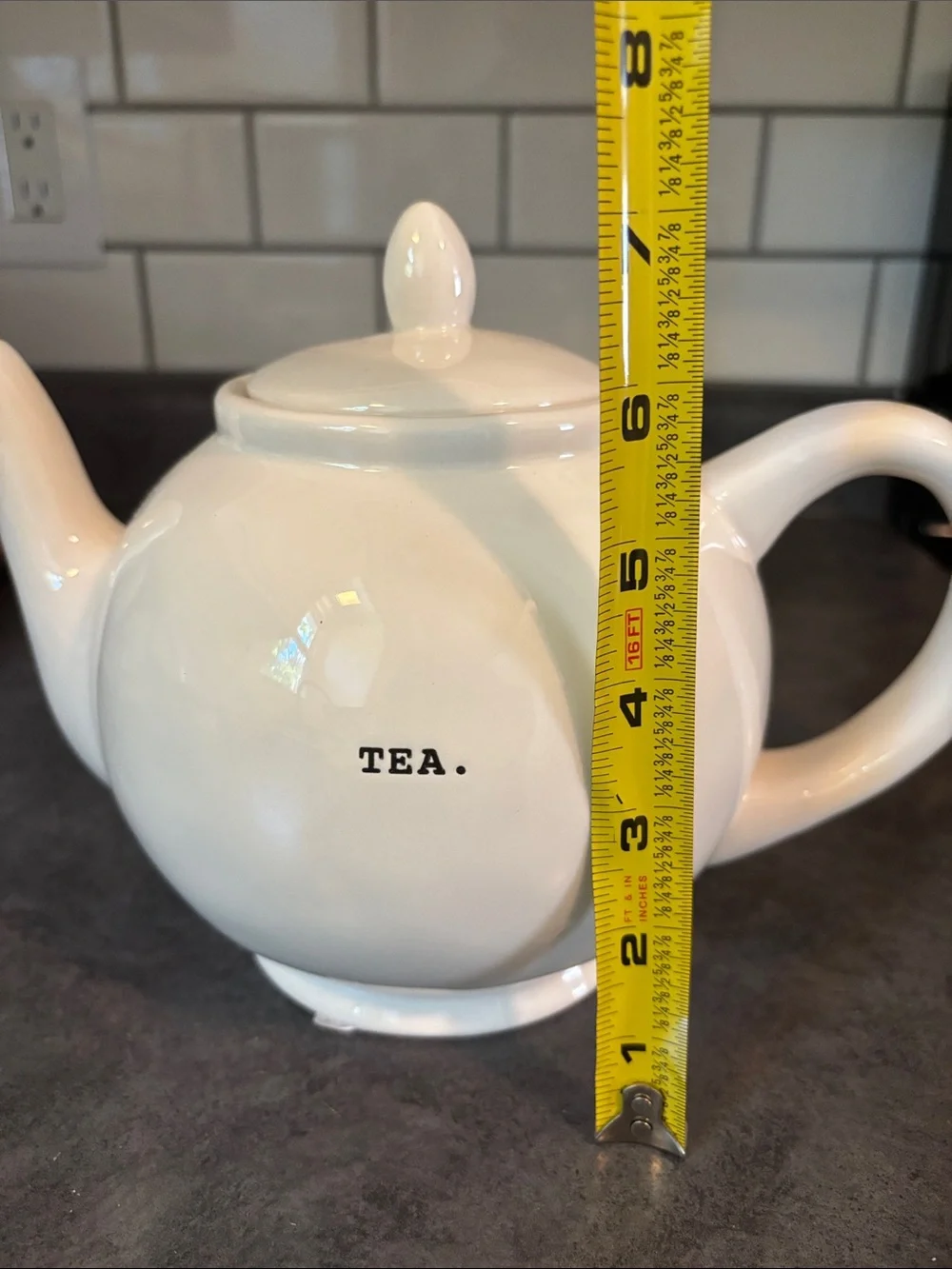 Rae Dunn White Ceramic TEA. Teapot